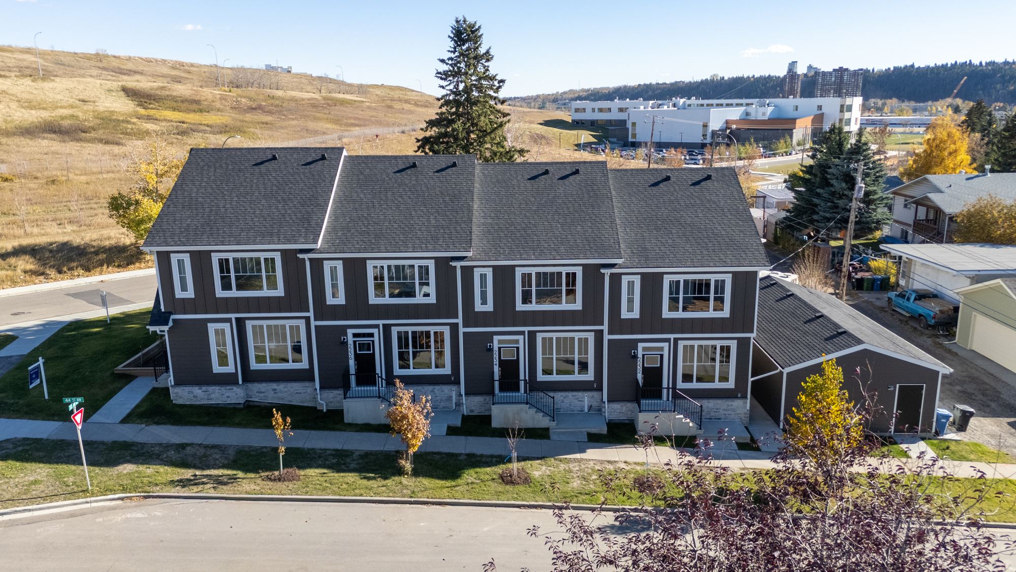 Aerial view of the new four-plex on 44 Street NW in Montgomery